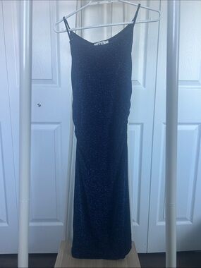 D.B.Y. Ltd Sleeveless Navy Blue and Bright Blue  Sparkle Midi Dress